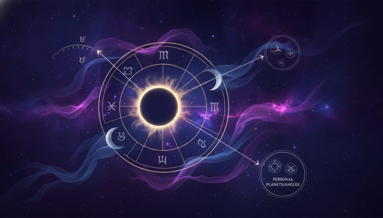How to Read an Eclipse Against Your Birth Chart How to Read an Eclipse Against Your Birth Chart illustration