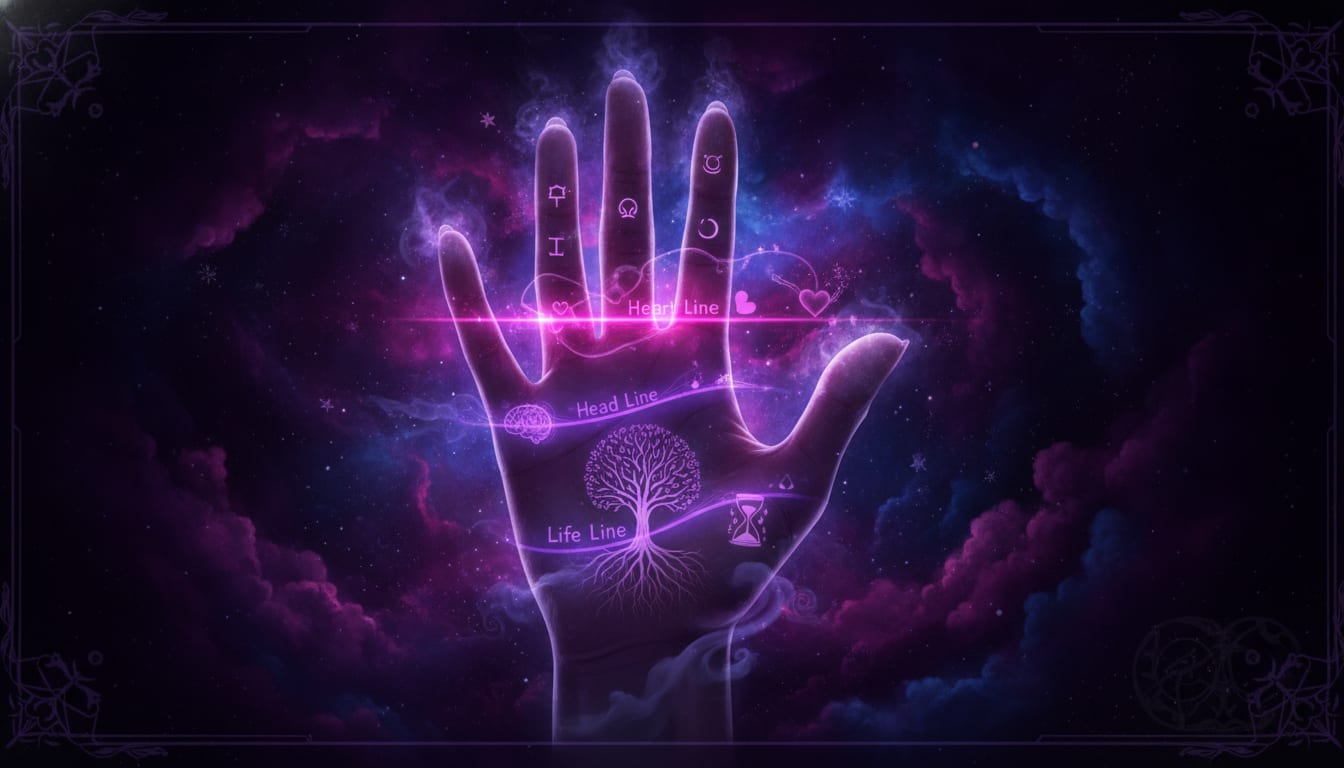 The Three Major Lines in Women's Palm Reading illustration